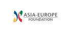 Asia Europe Foundation logo. Spells out the name next to a graphic of two curling ribbons coloured yellow, blue, green and red.