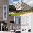 The Cité internationale des arts - a white boxy building on six stories, Parisian style, surrounded by trees and a neat lawn.