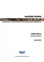 Cover for Excited Atoms. Between title text we can glimpse a thin strip of photo of something glowing and network-like.