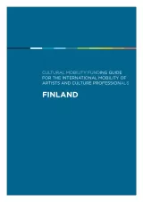 Cover for Finland Mobility Guide. White title text on a navy background with a thin rainbow strip running across the top.