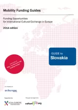 Cover for Slovakia Mobility Guide. Text on background of a pink world map.