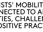 Black text on a white background that says: ARTISTS' MOBILITY IN /CONNECTED TO AFRICA: REALITIES, CHALLENGES AND POSITIVE PRACTICES